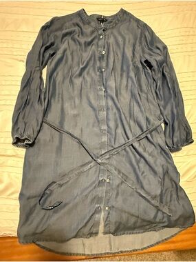 Tommy Hilfiger Blue Button-Front Shirt Dress